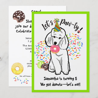 Funny Poodle Dog Donuts Geburtstagsparty Einladung