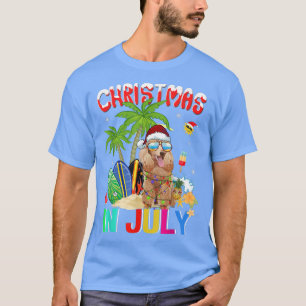 Funny Poodle Dog in Weihnachtsmannmütze Sonnenbril T-Shirt