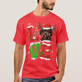 Funny Poodle Dog Tree Weihnachtslicht Weihnachten T-Shirt