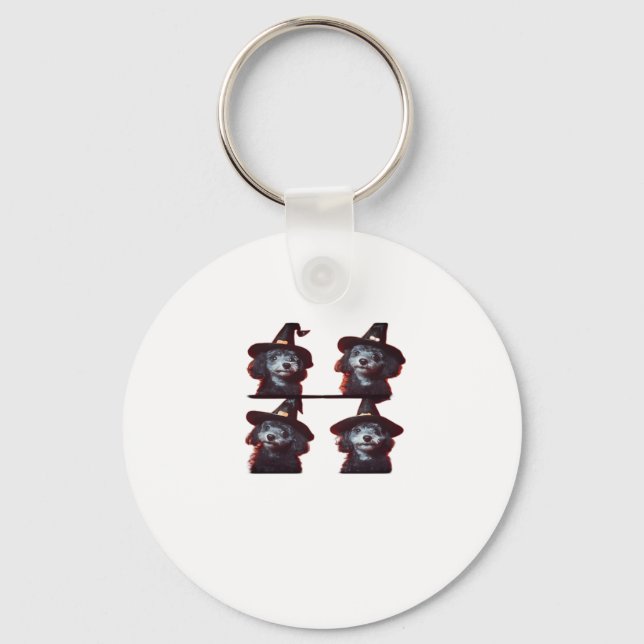 Funny Poodle Halloween Costume � Cute Dog Photoboo Schlüsselanhänger (Vorderseite)