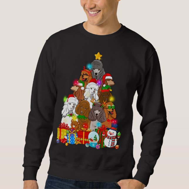 Funny Poodle Weihnachtsbaum Lichter Geschenk Hund  Sweatshirt (Vorderseite)