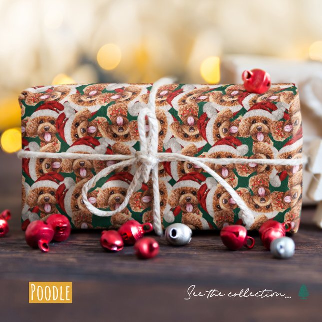 Funny Poodle Weihnachtsmuster Geschenkpapier (Von Creator hochgeladen)