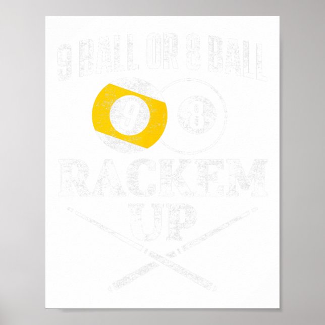 Funny Pool Billard 9 Ball oder 8 Ball Rackem Up Poster (Vorne)