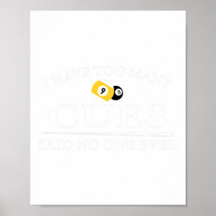 Funny Pool Billiard habe ich zu viele Cues Poster