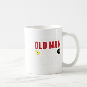 Funny Pool Billliard Spieler Alter Mann mit Cue St Kaffeetasse
