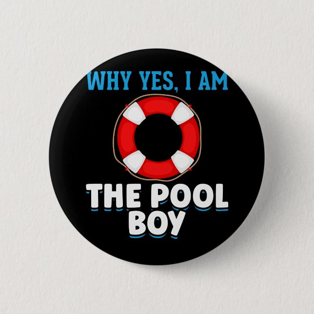 Funny Pool Boy Schwimmer Spaß Button (Vorderseite)