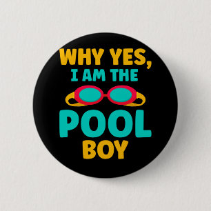Funny Pool Boy Swimmer Fun Swimming Button