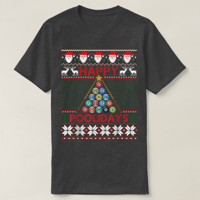 Funny Pool Christmas Tree Billiards Ugly Sweater  T-Shirt (Design vorne)