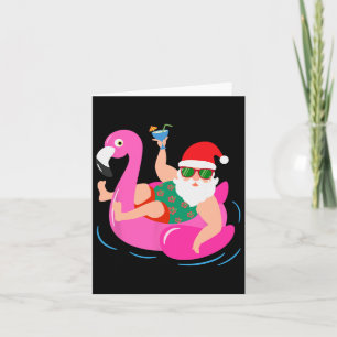 Funny Pool Party Santa Sungles Flamingo Weihnachte Karte