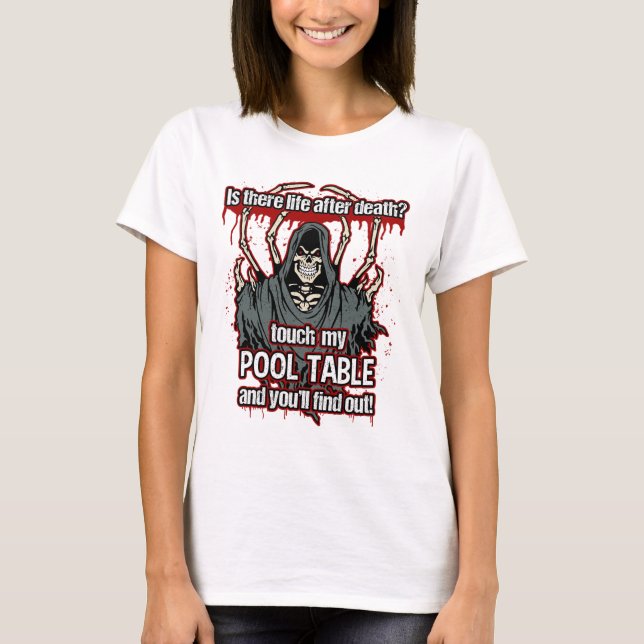 Funny Pool Player Grim Sensenmann T-Shirt (Vorderseite)