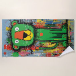 Funny Pop Art Lion Cartoon Strandtuch