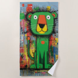 Funny Pop Art Lion Cartoon Strandtuch