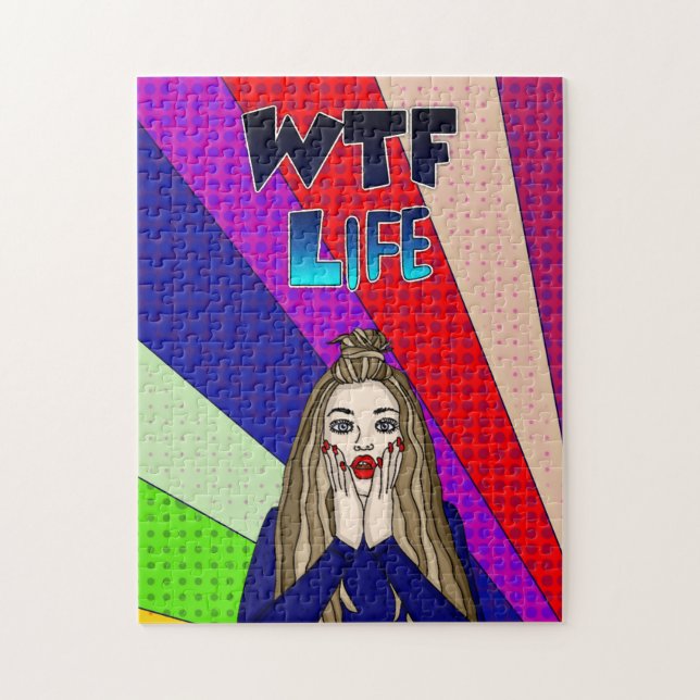 Funny Pop Art WTF Life ] Lady Freaking Out Puzzle (Vertikal)