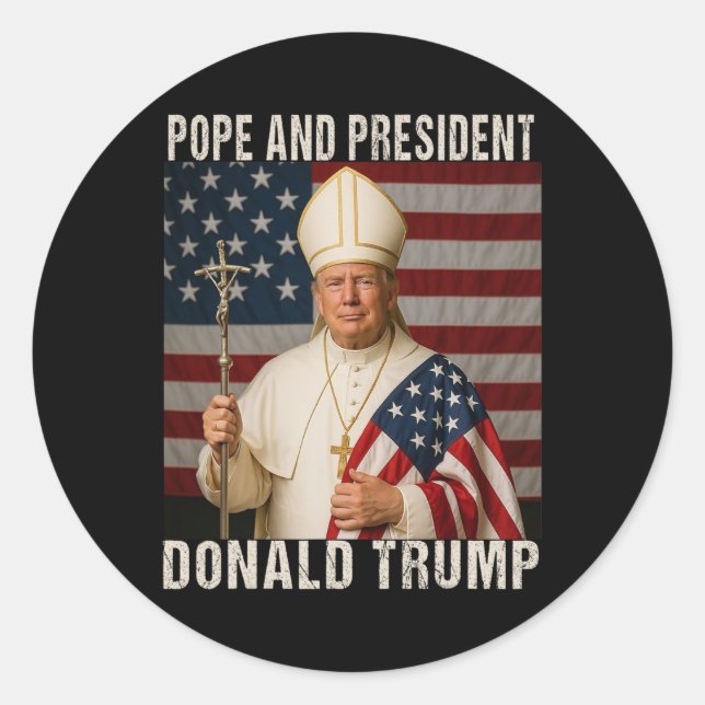 Funny Pope Trump und Präsident Donald Trump Runder Aufkleber (Vorderseite)