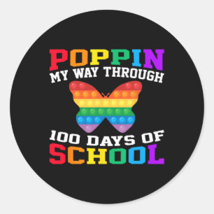 Funny Poppin meinen Weg durch 100 Tage der Schule Runder Aufkleber
