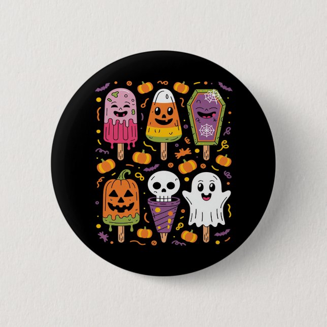 Funny Popsicle Summer Horror Halloween IceCream Su Button (Vorderseite)