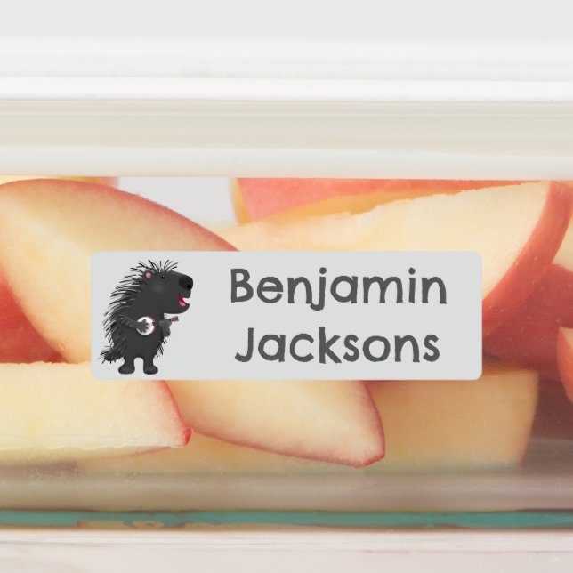 Funny porcupine spielt Banjo Cartoon personalisier Etiketten (Befestigt)