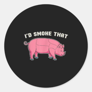 Funny Pork Id rauchen, dass Grillen Koch Grillen F Runder Aufkleber