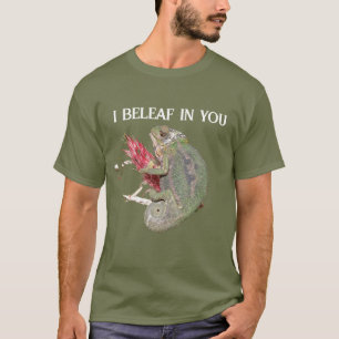 Funny Positive Chameleon "I Beleaf in You" Männer T-Shirt