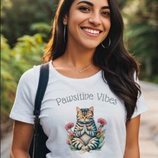 Funny Positive Vibes Cat Lover T - Shirt (Von Creator hochgeladen)