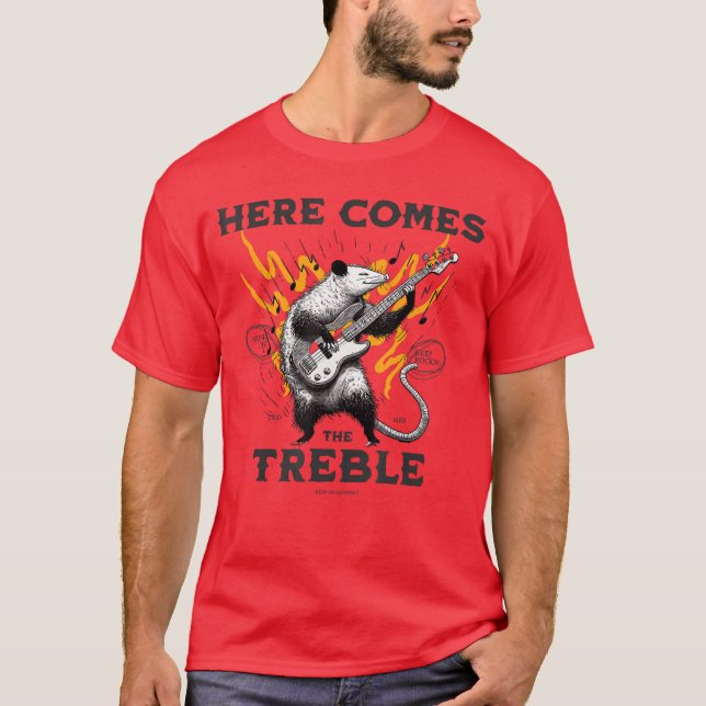 Funny Possum Here Comeshereble Bass Guitar Rock Mu T-Shirt (Vorderseite)