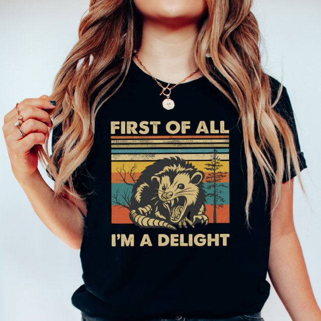 Funny Possum Retro Forest; “I’m a Delight” Summer  T-Shirt (Von Creator hochgeladen)