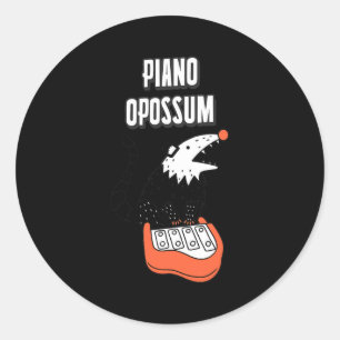 Funny Possum T-Shirt Piano Opossum Niedlicher Spaß Runder Aufkleber