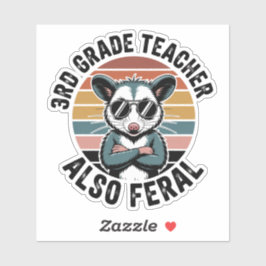 Funny Possum Third Grade Teacher Also Feral Aufkleber