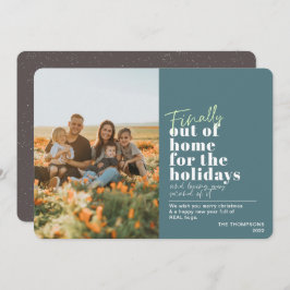 Funny Post Covid endlich aus Zuhause-Green Foto Feiertagskarte