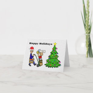 Funny Postarbeiter mit Box Christmas Card Feiertagskarte