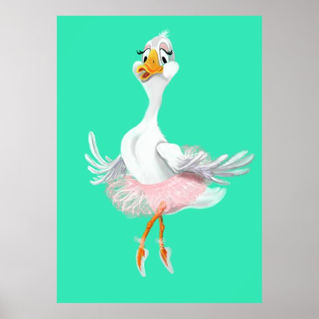 Funny Poster mit Ballerina Duck - Malerei (Vorne)