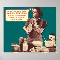 Funny Poster - Retro Hausfrau Sleepytime Cake
