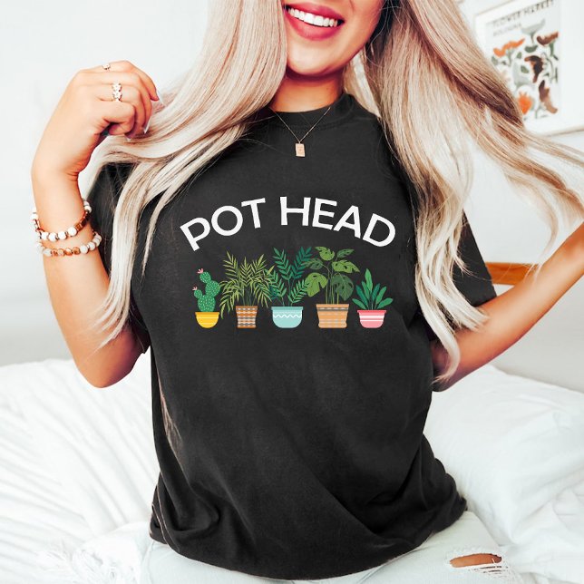 Funny Pot Kopf Gärtnern Liebhaber von Frauen Schwa T-Shirt (Funny Pot Head Gardening Lovers Women Black T-Shirt)