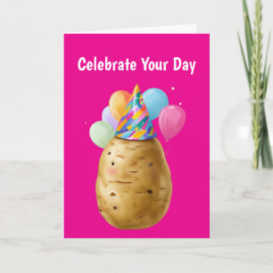 Funny Potato Geburtstagsgeschenk mit Party Hat Karte