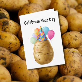 Funny Potato Geburtstagsgeschenk mit Party Hat Karte