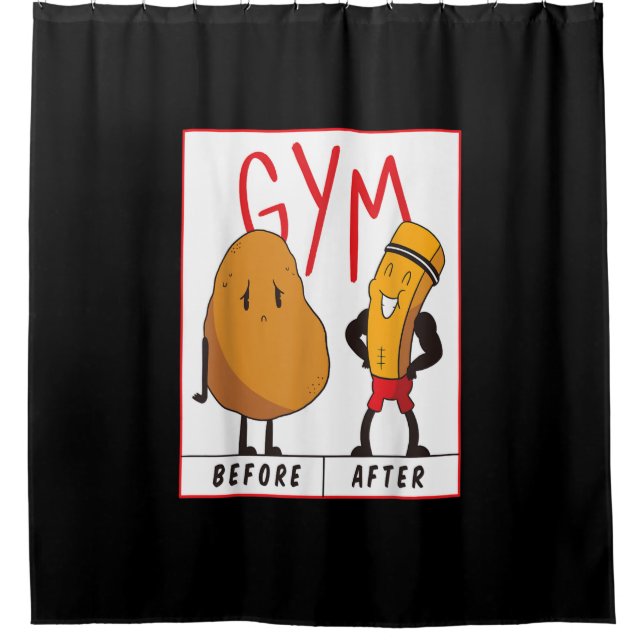 Funny Potato Gym vor dem Workout Geschenk Fitness Duschvorhang (Vorderseite)