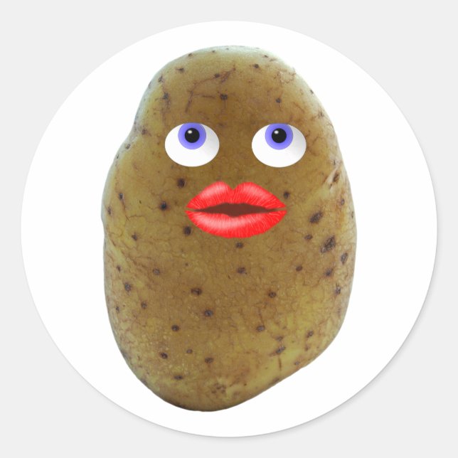 Funny Potato Süße Figur mit blauen Augen Runder Aufkleber (Vorderseite)
