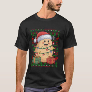 Funny Potato Xmas Lights Ugly Weihnachtsmannmütze  T-Shirt