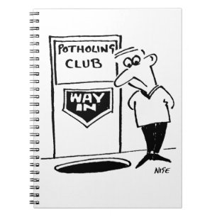 Funny Potholing Club Eintritt in den Cartoon Notizblock