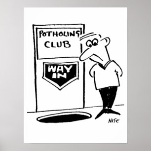 Funny Potholing Club Eintritt in den Cartoon Poster
