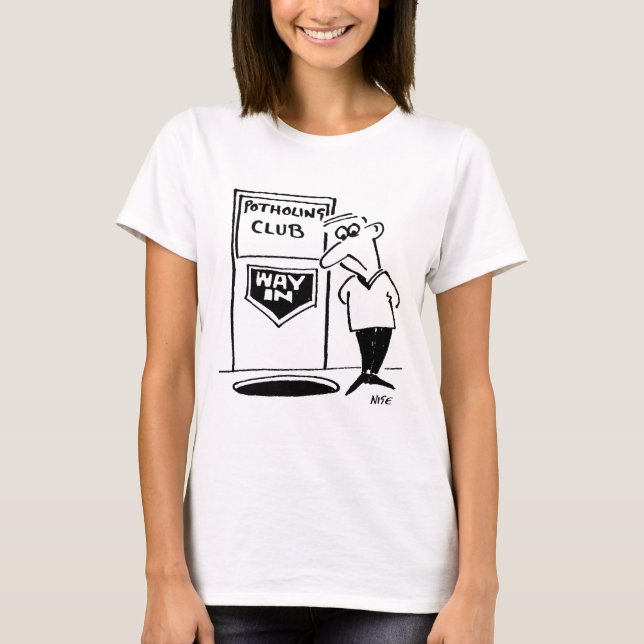 Funny Potholing Club Eintritt in den Cartoon T-Shirt (Vorderseite)