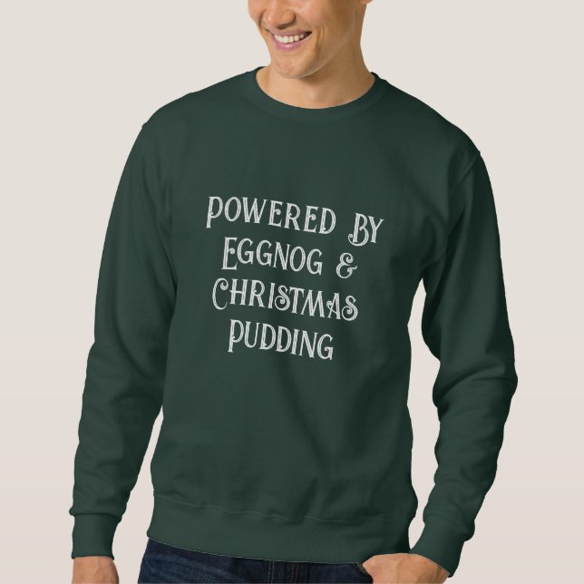 Funny Powered by Eggnog Christmas Men's Sweater Sweatshirt (Vorderseite)