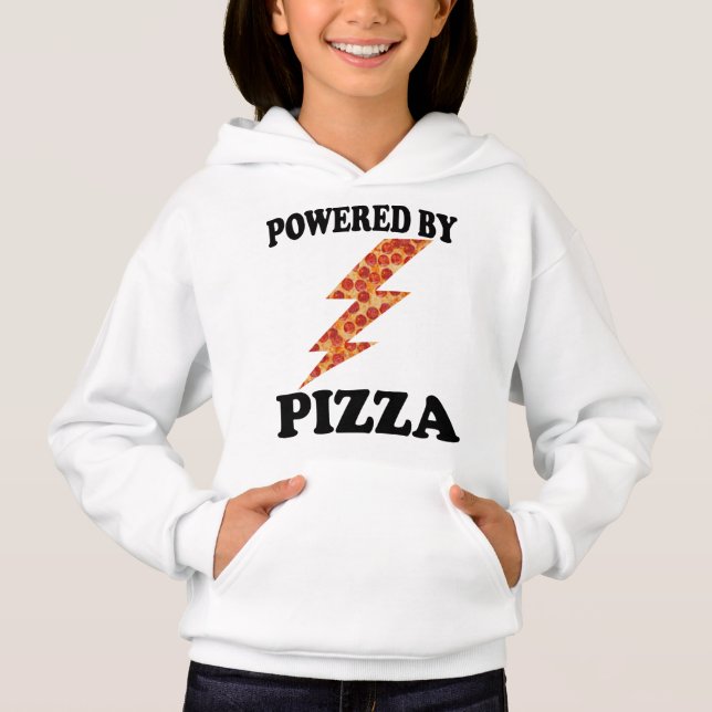 Funny Powered by Pizza Cool Pizza Hoodie (Vorderseite)