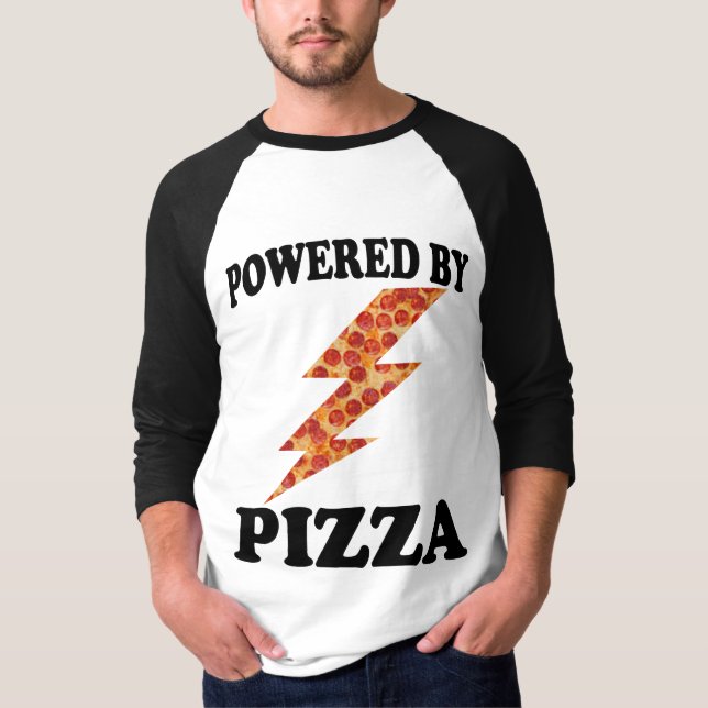 Funny Powered by Pizza Cool Pizza T-Shirt (Vorderseite)