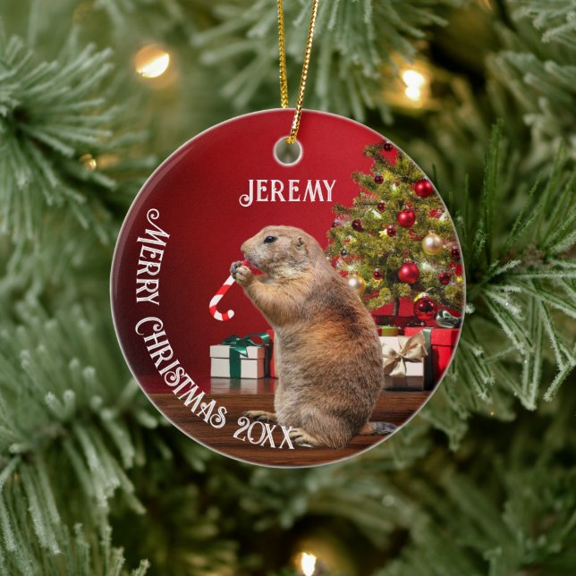 Funny Prairie Dog Christmas Tree Keramik Ornament (Baum)