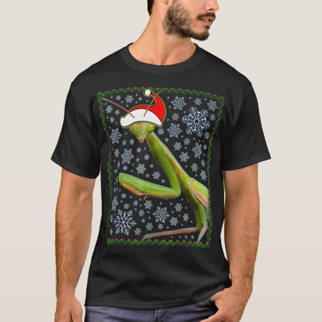 Funny Praying Mantis Geschenk Weihnachten (2) T-Shirt (Vorderseite)
