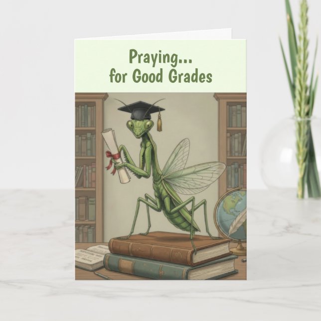 Funny Praying Pantis Graduation Card Karte (Vorderseite)