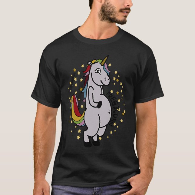 Funny Pregicorn Unicorn Pregosaurus T-Shirt (Vorderseite)