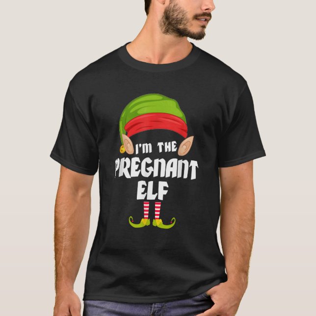 Funny Pregnant Elf Matching Family Group PJ Christ T-Shirt (Vorderseite)