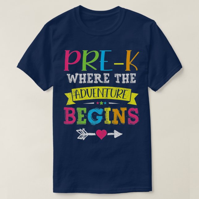 Funny PreK, wo das Abenteuer beginnt T-Shirt (Design vorne)